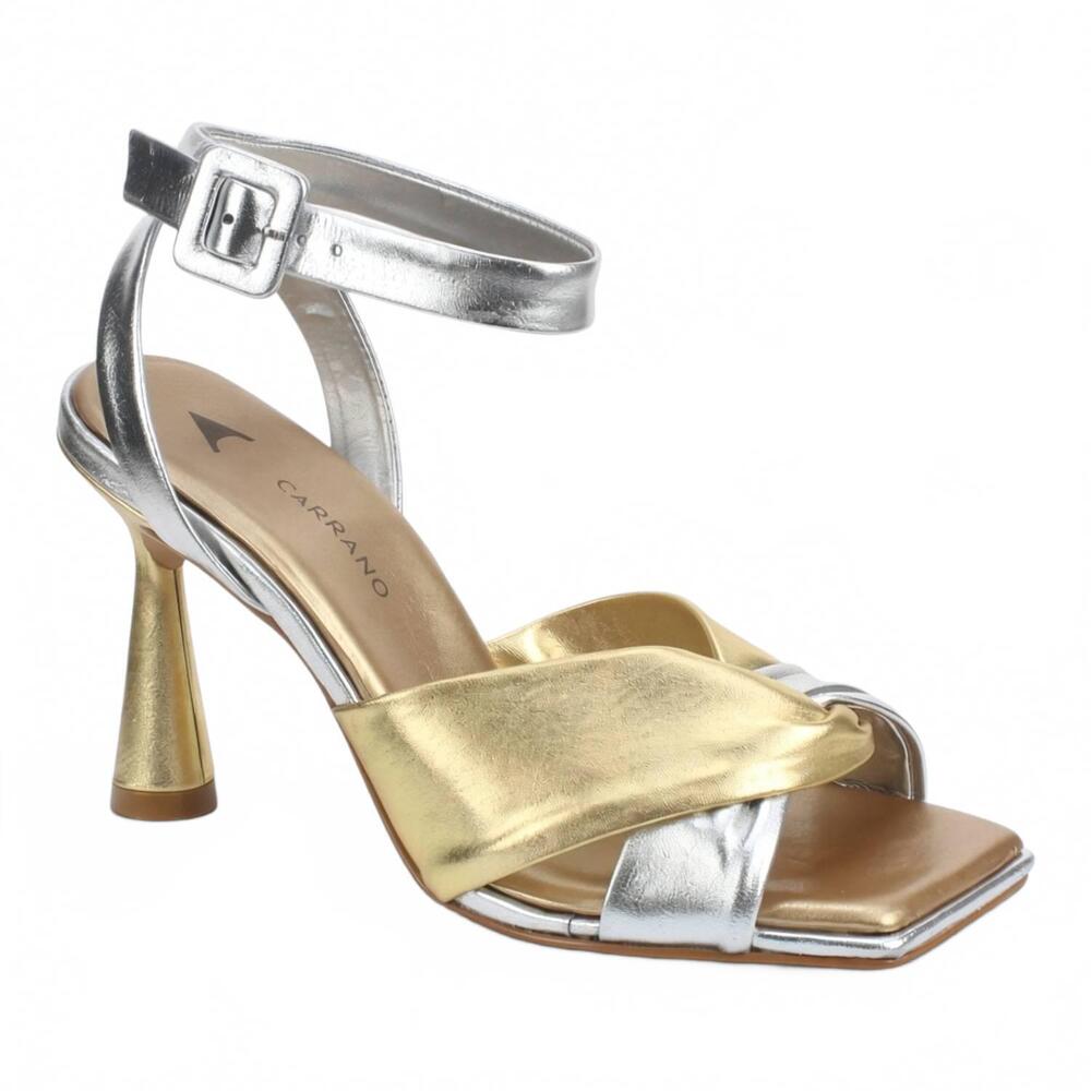 NEW CARRANO women's leather dress heel in silver gold